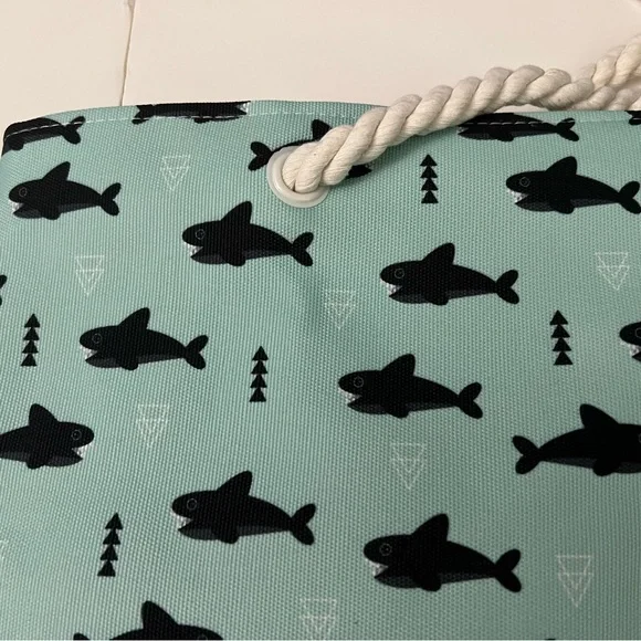 Marca The Seaside Style Shark Canvas Look Paper Straw Tote Large - Picture 8 of 15